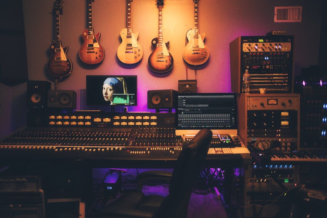 Vintage home recording studio with analog equipment